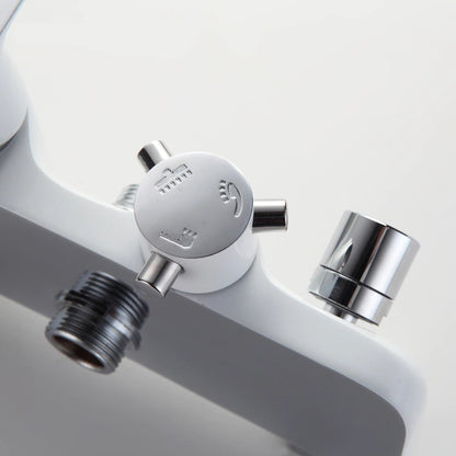 Juno Modern White & Chrome Adjustable Shower Bar with Single Handle 3 Way Shower Mixer Faucet Set