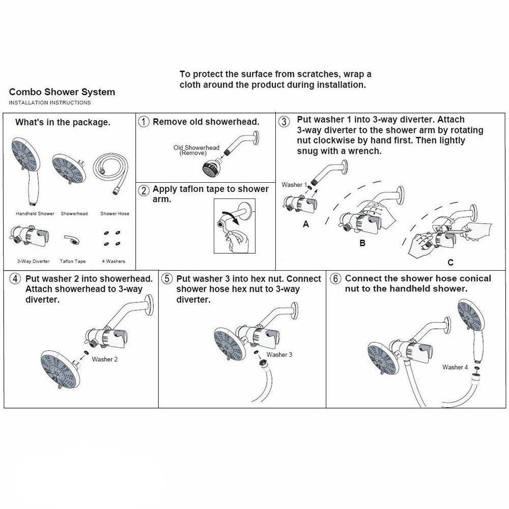 Dual Shower Head with Handheld Shower Set Installation