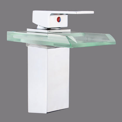 Juno 8" Widespread Single Handle Chrome Finish Color Changing LED Waterfall Bathroom Sink Faucet