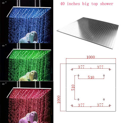 Square Ceiling Mount Large LED Shower Head