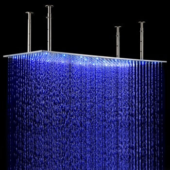 Juno 40" Stainless Steel Multicolor LED Ceiling Mount Large Rain Shower Head