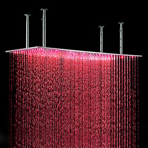 Juno 40" Stainless Steel Multicolor LED Ceiling Mount Large Rain Shower Head
