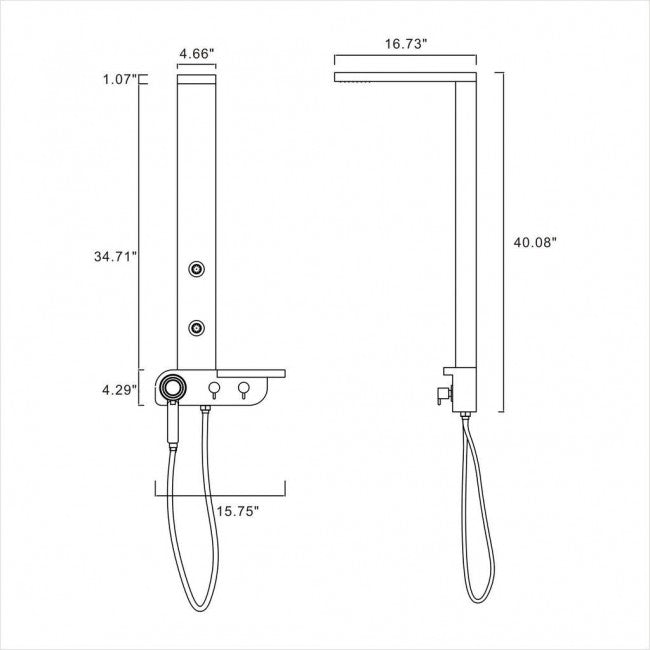 44" Stylish Shower Systen with Adjustable Massage Jets 5