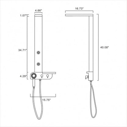 44" Stylish Shower Systen with Adjustable Massage Jets 5