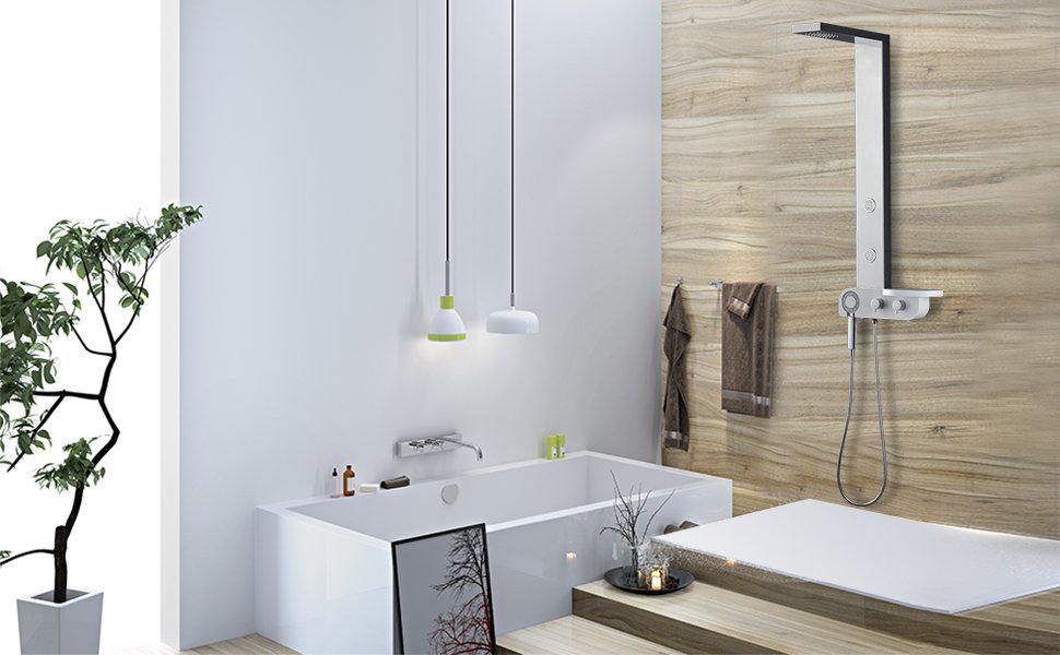 44" Stylish Shower Systen with Adjustable Massage Jets 8