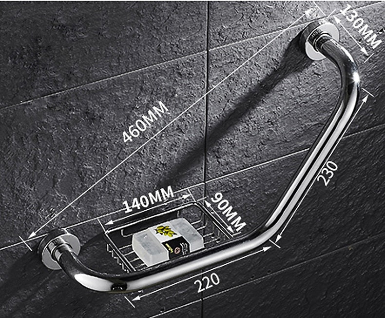 Juno Chrome Safety Bar Handrail Wall Mount Bathroom Bathtub Support Bars With Soap Dish