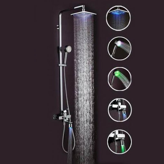 Juno Brass Finish LED Shower Set LED Shower Faucet and LED Handshower