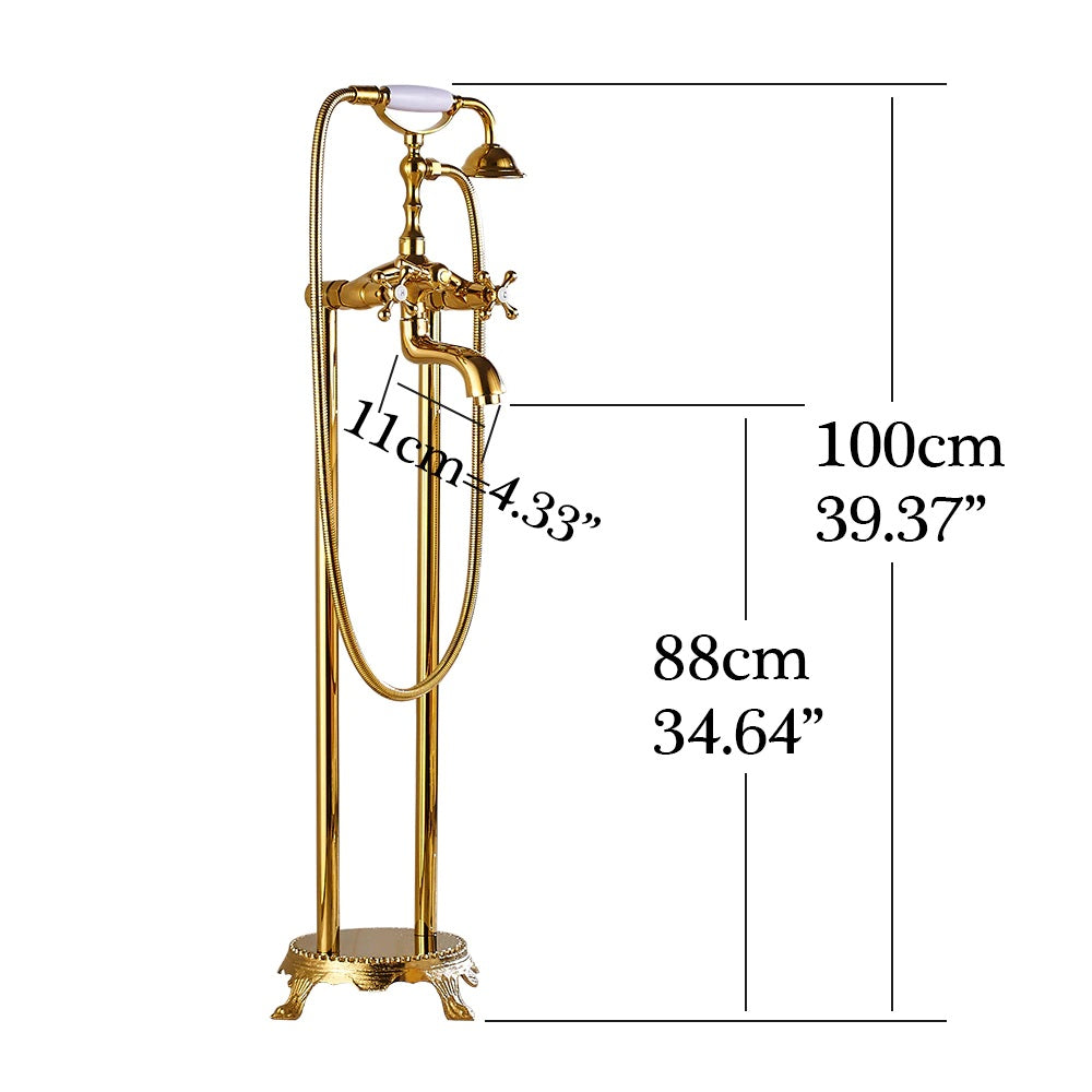  Pedestal Brass Gold Finish Shower Faucet 