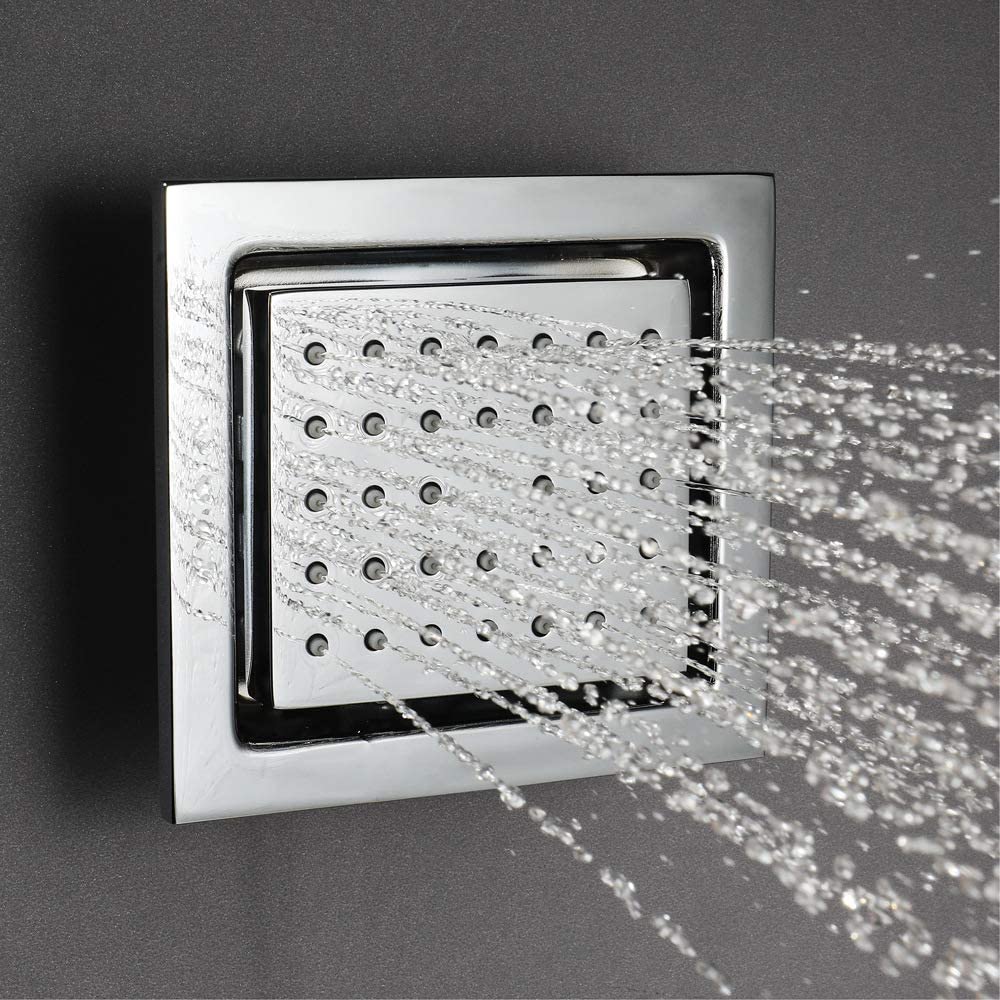 Juno Musical Curved Chrome Waterproof Ceiling Remote Control LED Shower Head with Mixer Massage