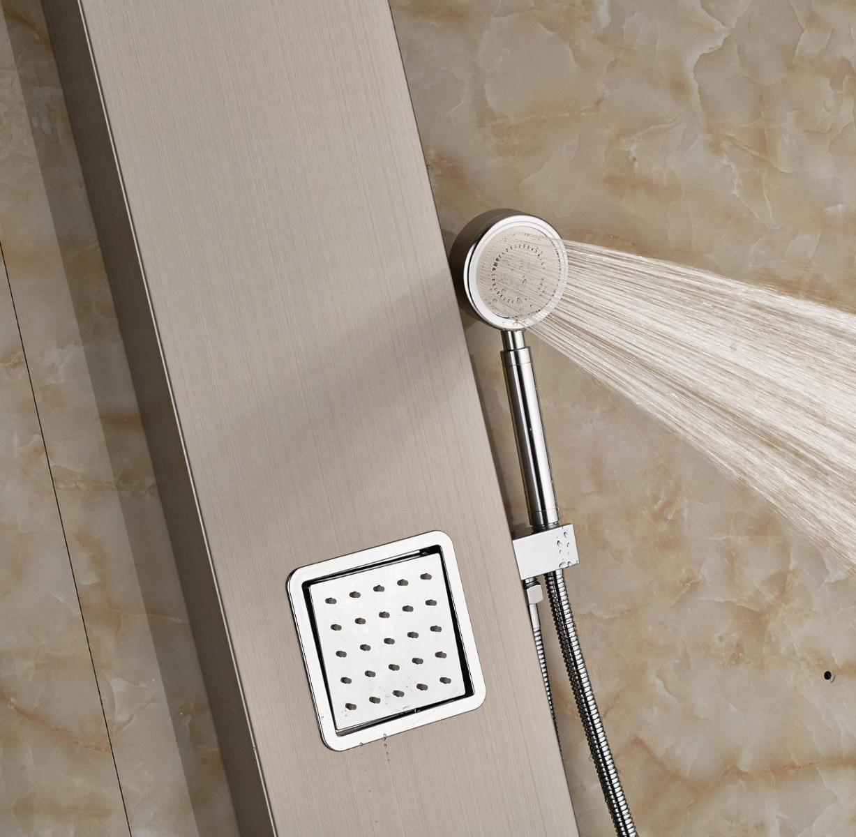 Juno Brass Brushed Nickel Stainless Steel Contemporary Bath Shower Faucets