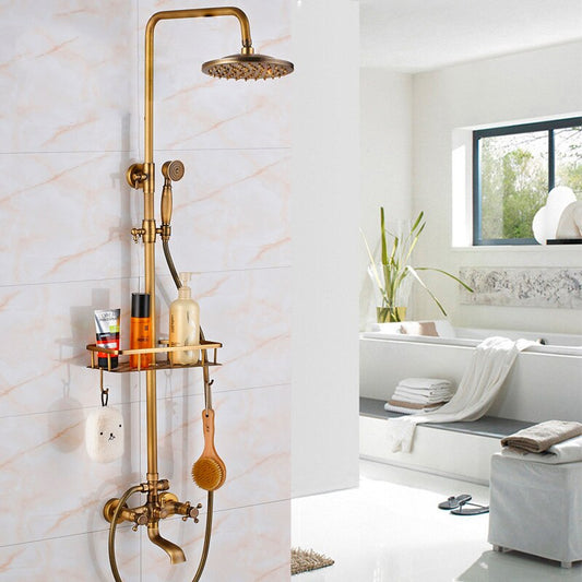 Brass shower set & shower shelf