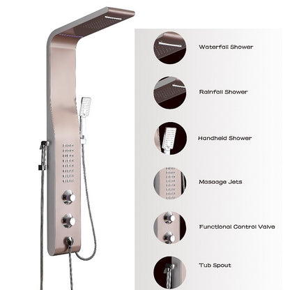 5 Function LED Shower Panel Waterfall Rainfall Shower Head Massage Jets with Hand Shower