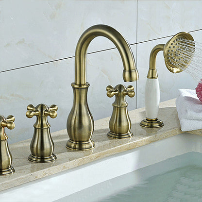Brushed Bronze Bathtub Faucet Set Deck Mount Bath Tub Mixer Tap