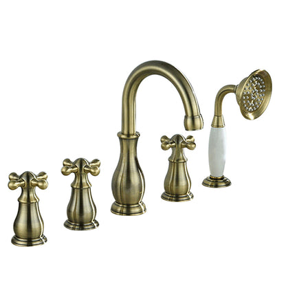 Brushed Bronze Bathtub Faucet Set Deck Mount Bath Tub Mixer Tap