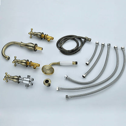 Brushed Bronze Bathtub Faucet Set Deck Mount Bath Tub Mixer Tap