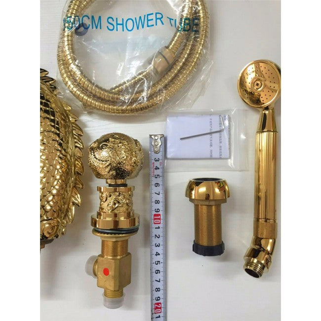 5 pcs Dragon Gold Widespread Waterfall Watertub Faucet  12