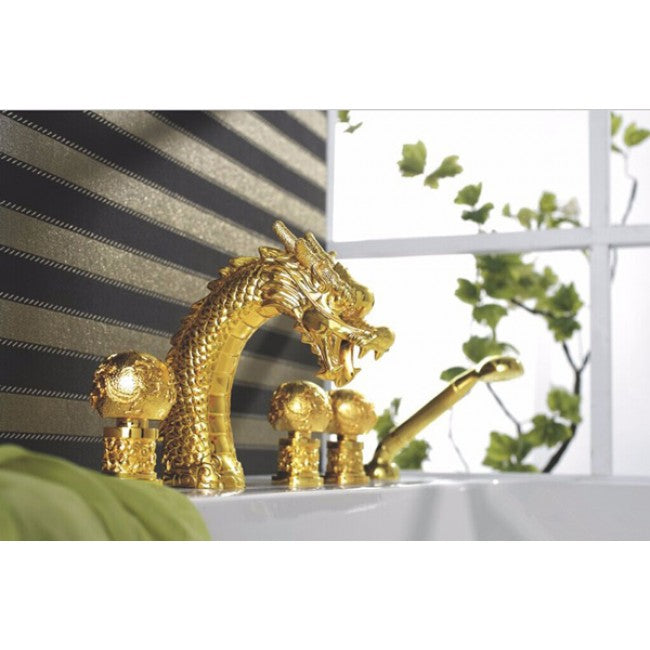 5 pcs Dragon Gold Widespread Waterfall Watertub Faucet  16