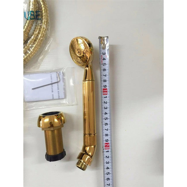 5 pcs Dragon Gold Widespread Waterfall Watertub Faucet 