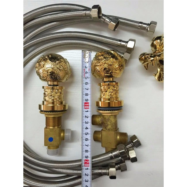 5 pcs Dragon Gold Widespread Waterfall Watertub Faucet  6