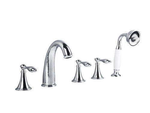 5 Piece Deck Mounted Bathroom Sink  Bathtub Faucets & Mixer Tap