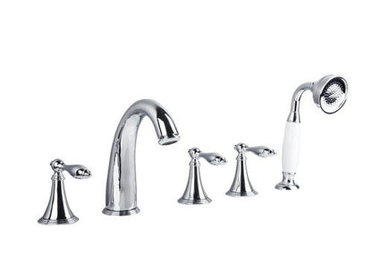 5 Piece Deck Mounted Bathroom Sink  Bathtub Faucets & Mixer Tap