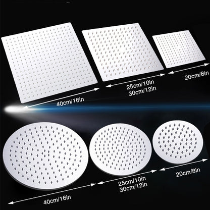 Juno Commercials Ceiling Mount Stainless Steel Polished Chrome Square Rainfall Shower Head & Arm