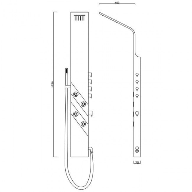 63" Wall Mount Black Aluminum Rainfall Waterfall Bathroom Shower System