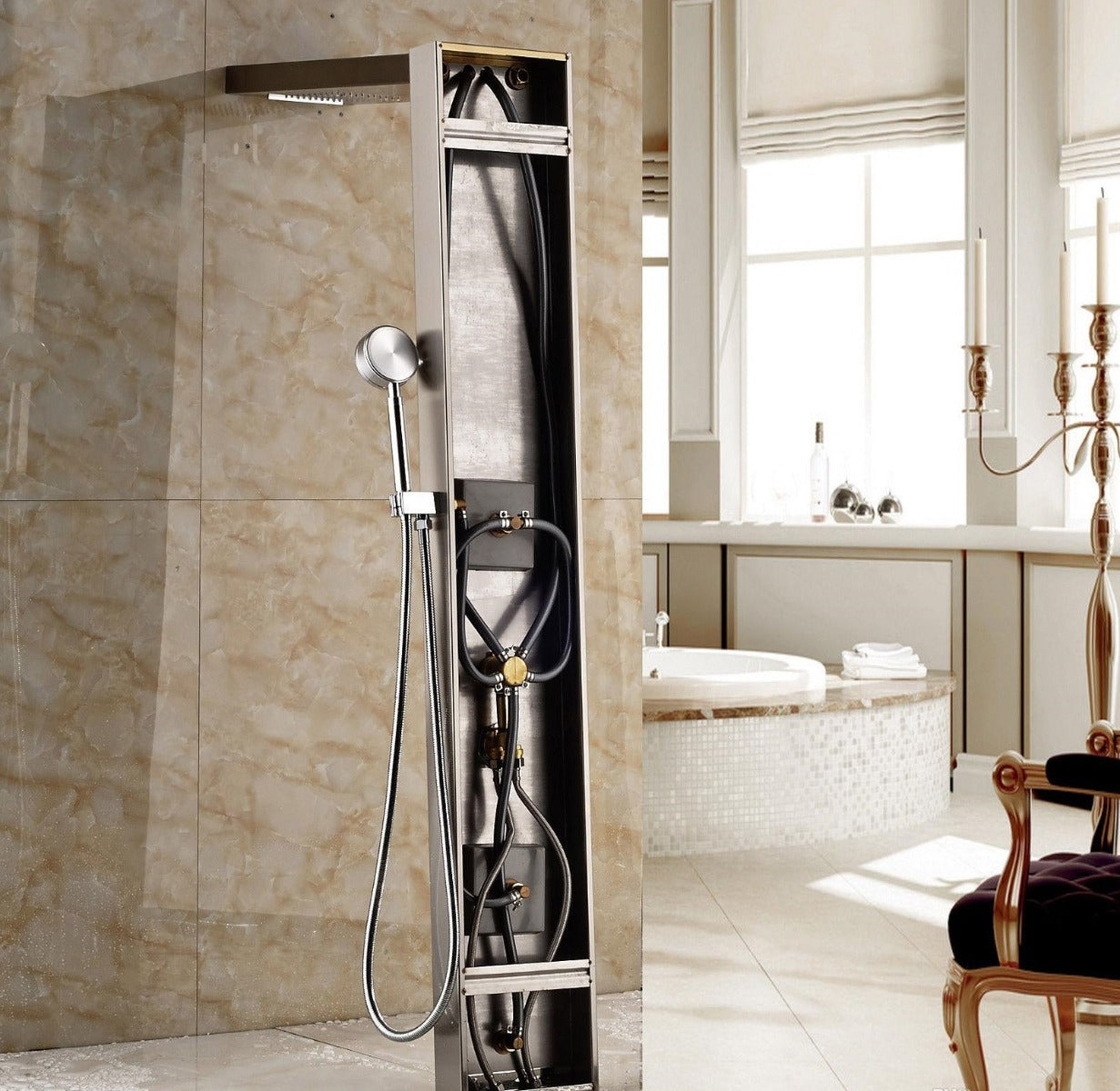 Juno Brass Brushed Nickel Stainless Steel Contemporary Bath Shower Faucets