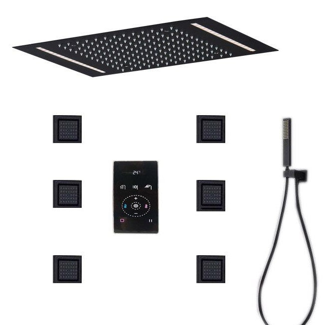 juno Luxury Bathroom Large Black Built-In Rain Shower Set