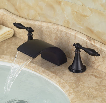 Belem Oil-Rubbed Bronze Dual Handle Widespread Waterfall Sink Faucet