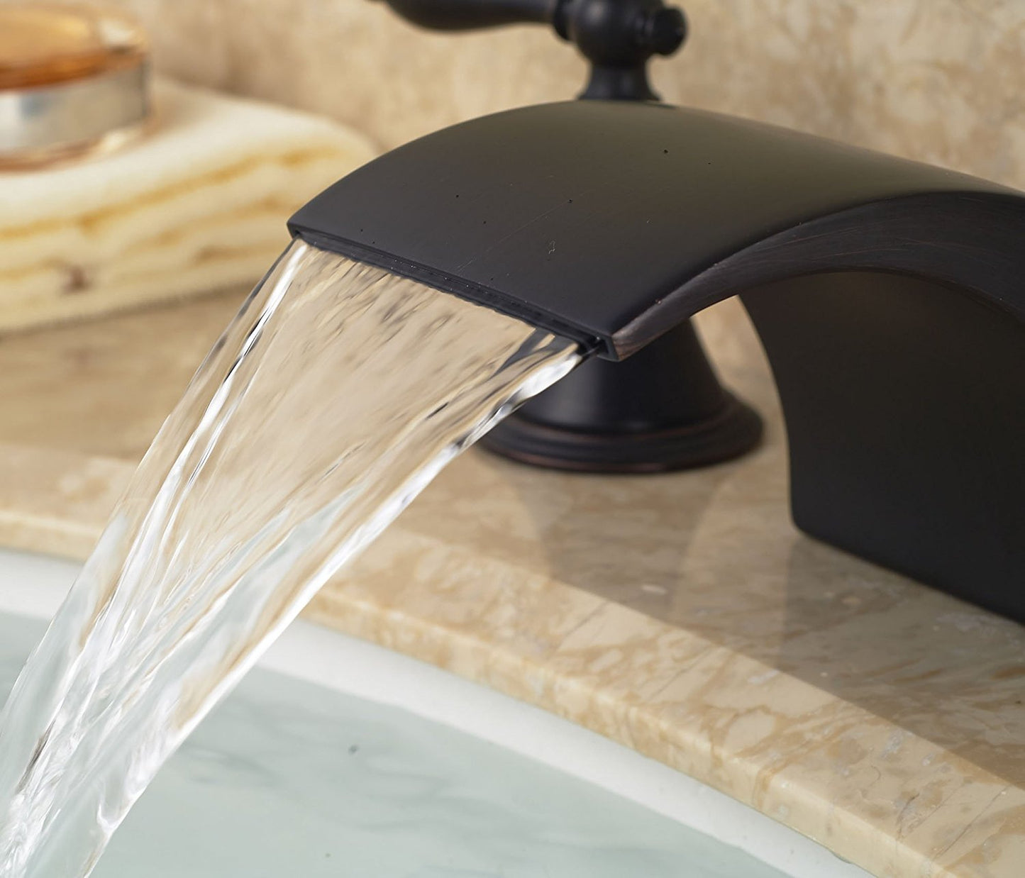 Belem Oil-Rubbed Bronze Dual Handle Widespread Waterfall Sink Faucet