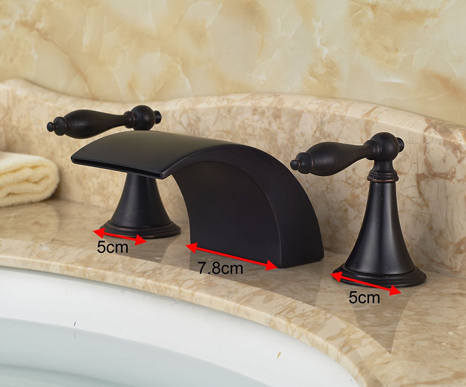 Belem Oil-Rubbed Bronze Dual Handle Widespread Waterfall Sink Faucet