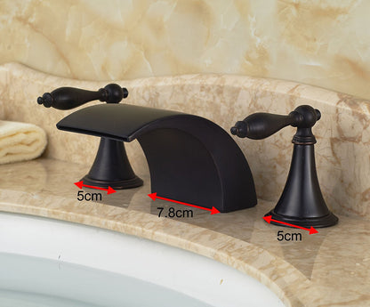 Belem Oil-Rubbed Bronze Dual Handle Widespread Waterfall Sink Faucet