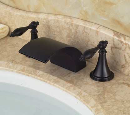 Belem Oil-Rubbed Bronze Dual Handle Widespread Waterfall Sink Faucet