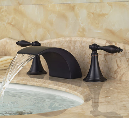 Belem Oil-Rubbed Bronze Dual Handle Widespread Waterfall Sink Faucet
