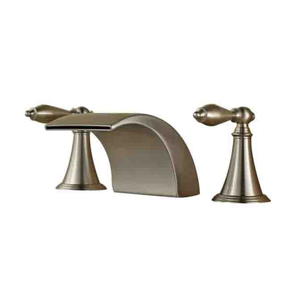 Belem Brushed Nickel Dual Handle Widespread Waterfall Sink Faucet