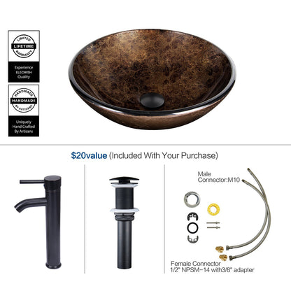 Bracilia Bathroom Vessel Sink With Faucet In Brown