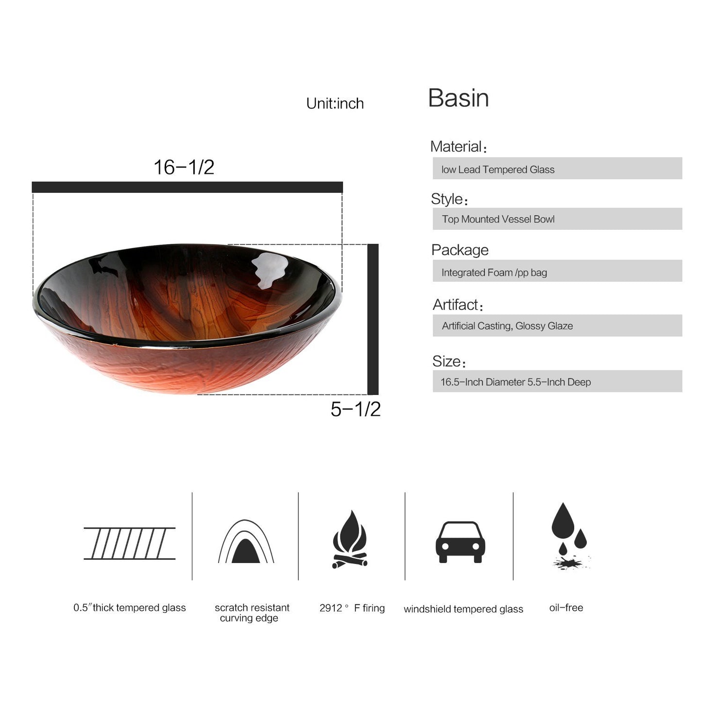 Bracilia Bathroom Vessel Sink With Faucet