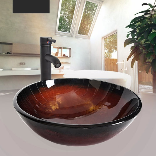 Bracilia Red Bathroom Vessel Sink With Faucet