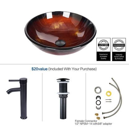 Bracilia Red Bathroom Vessel Sink With Faucet