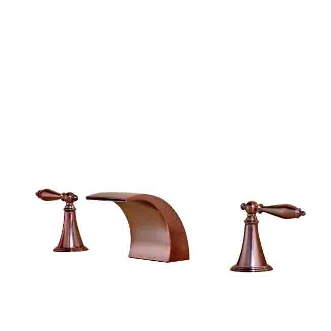 Belem Copper Finish Dual Handle Widespread Waterfall Sink Faucet