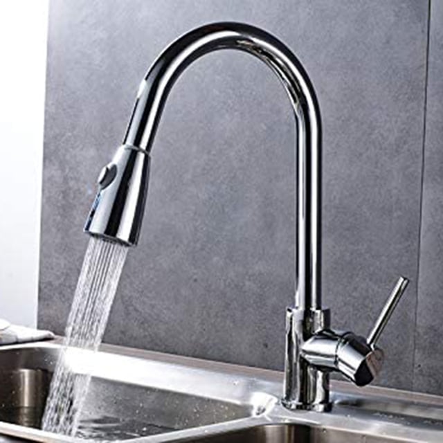 Beautiful Single Handle Round Base Pull Out Curved Kitchen Sink Faucet