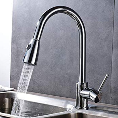 Beautiful Single Handle Round Base Pull Out Curved Kitchen Sink Faucet