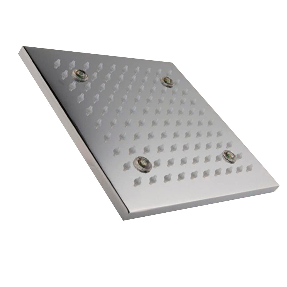 8, 10, 12, 16 Chrome Finish Solid Brass Square LED Shower Head