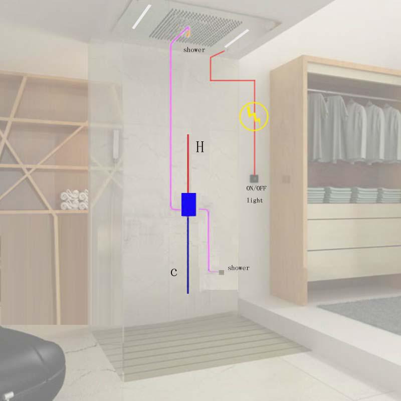 Quito Led Shower Faucet With Thermostatic Digital Shower Valve And Hand Shower