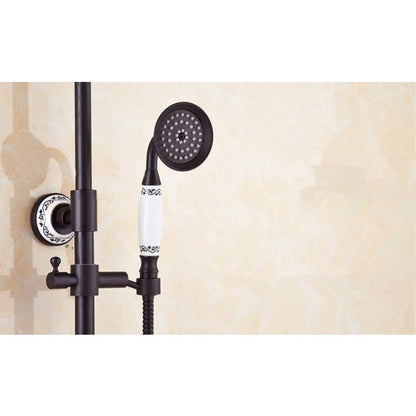 Antique Brass Black Faucet 8" Shower Head and Handshower  1