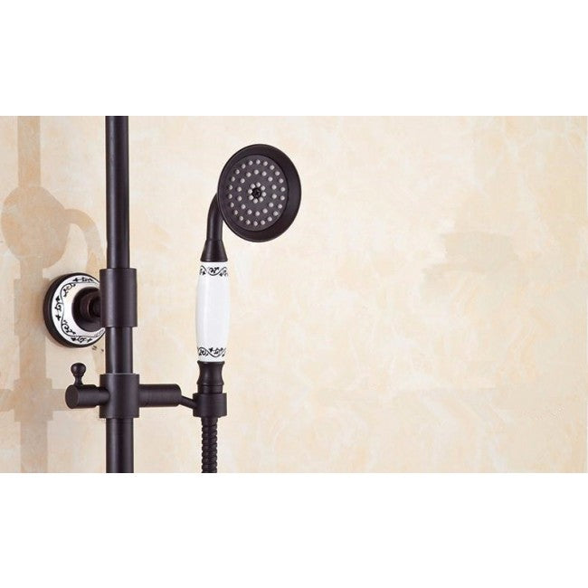 Antique Black Faucet 8" Brass Shower Head and Handshower 1