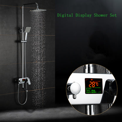 New Digital Display 8 inch Square Rain Shower Set with Handheld Shower Faucet