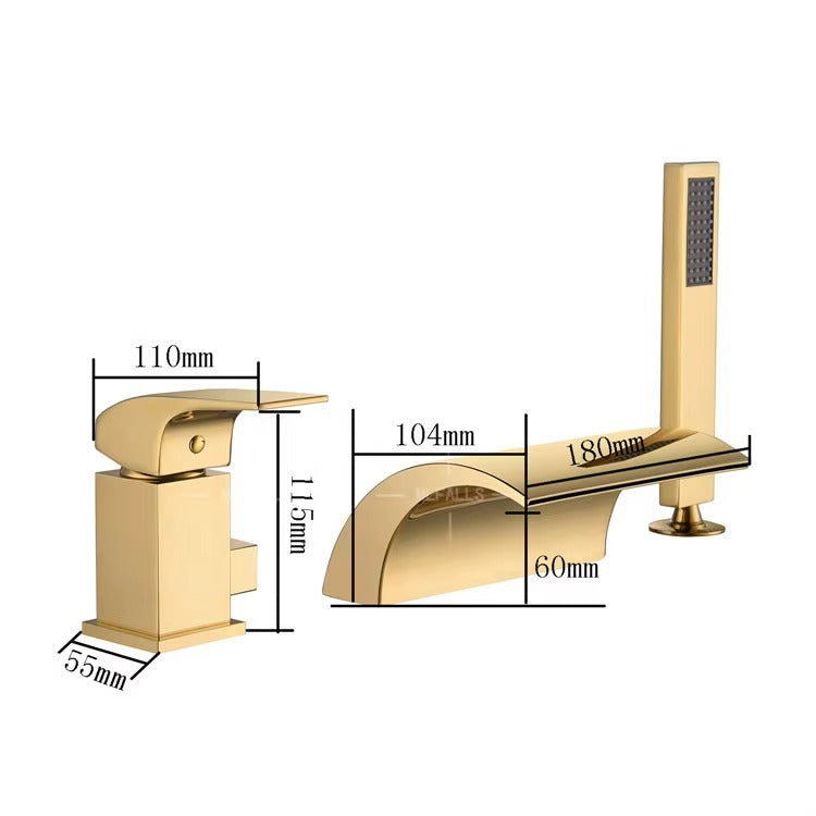 Antique Luxury Gold Bathroom Bathtub Faucet Shower Faucet With Hand Shower