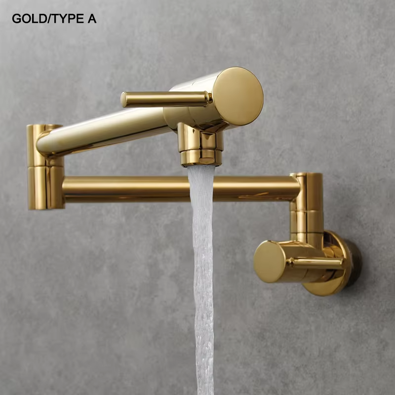 Brass Foldable Wall Mount Kitchen Faucet Single Hole Pot Filler Tap
